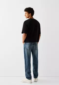 Прямые джинсы Bershka, темно-синий