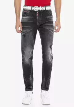 Прямые джинсы Cipo & Baxx в модном образе, черный