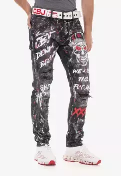 Прямые джинсы Cipo & Baxx в повседневном уличном стиле, цвет Grau-Mehrfarbig