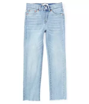 Прямые джинсы до щиколотки с необработанным краем и высокой посадкой Levi's для девочек 7–16 лет, синий