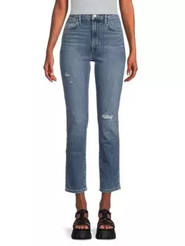 Прямые джинсы до щиколотки с высокой посадкой и потертостями Joe'S Jeans, цвет Dehlia Blue