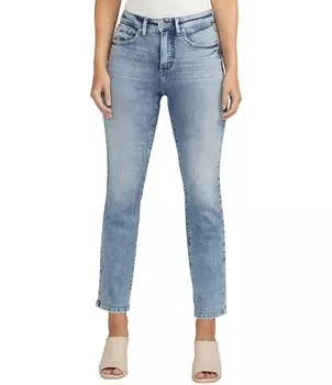Прямые джинсы до щиколотки с высокой посадкой Silver Jeans Co. Isbister, синий