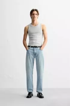 Прямые джинсы до щилоток ZARA, светло-голубой