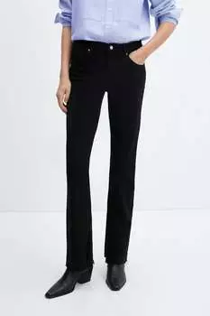 Прямые джинсы Elle с разрезами по бокам Mango, черный