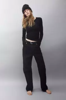 Прямые джинсы H&M, черный