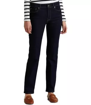 Прямые джинсы из эластичного денима Lauren Ralph Lauren маленького размера Premier, синий