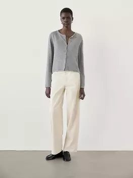 Прямые джинсы из хлопковой смеси Massimo Dutti, бежевый