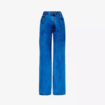 Прямые джинсы из смесового денима со средней посадкой и фирменной нашивкой Ray Vivienne Westwood, синий