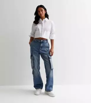 Прямые джинсы карго Petite Blue New Look, синий