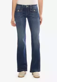 Прямые джинсы Le Temps Des Cerises с планкой на пуговицах стираного вида, синий