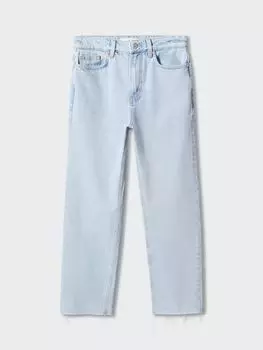 Прямые джинсы Mango Irene с потрепанным краем, светло-голубые