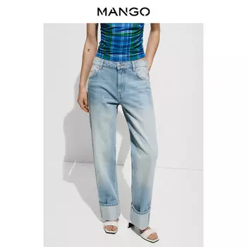 Прямые джинсы Mango с подвернутыми штанинами, синий