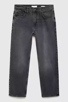 Прямые джинсы Moby с карманами Mango, выцветший черный