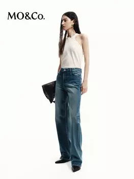 Прямые джинсы Moco из лайкры и хлопка, синий