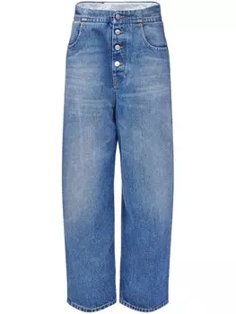 Прямые джинсы на пуговицах MM6 Maison Margiela, синий