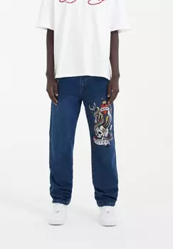 Прямые джинсы NYC-SKULL DIAMANTE Ed Hardy, синий деним