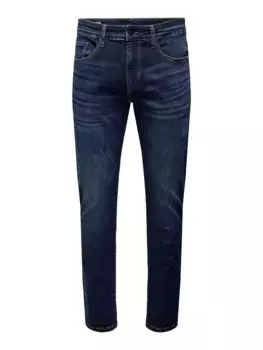 Прямые джинсы ONLY & SONS "ONSWEFT REG.DK. СИНИЕ ДЖИНСОВЫЕ ПЕТЛИ 6752 DNM ", синий