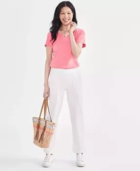 Прямые джинсы Petite со средней посадкой без застежки Style & Co, бежевый