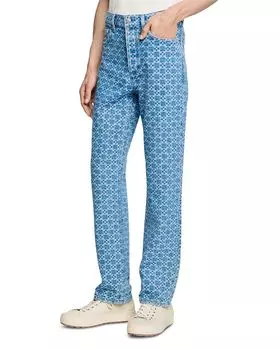 Прямые джинсы Regular-Fit Square Cross в синем винтажном дениме Sandro, синий