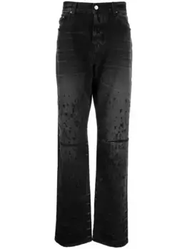 Прямые джинсы с эффектом потертости AMIRI, черный