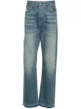 Прямые джинсы с эффектом потертости AMIRI, синий
