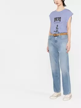 Прямые джинсы с эффектом потертости Closed, синий