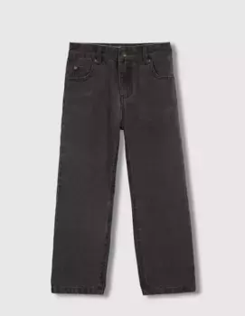Прямые джинсы с эффектом потертости для девочек Gocco, темно-серый