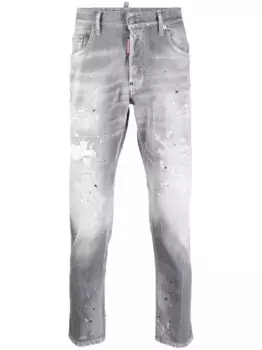 Прямые джинсы с эффектом потертости DSQUARED2, серый
