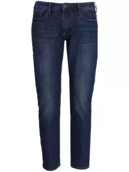 Прямые джинсы с эффектом потертости EMPORIO ARMANI, синий