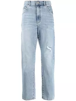 Прямые джинсы с эффектом потертости FIVE CM, синий