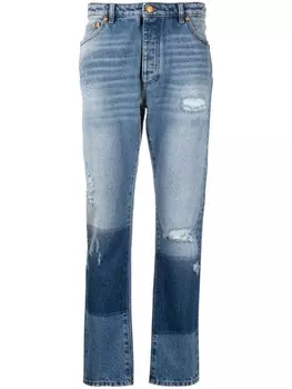 Прямые джинсы с эффектом потертости из коллаборации с Moncler Palm Angels, синий