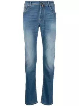 Прямые джинсы с эффектом потертости JACOB COHEN, синий