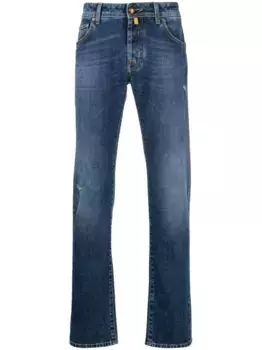 Прямые джинсы с эффектом потертости JACOB COHEN, синий