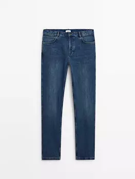 Прямые джинсы с эффектом потертости Massimo Dutti, синий