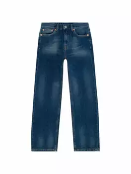 Прямые джинсы с эффектом потертости MM6 MAISON MARGIELA, тёмно-синий