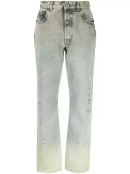Прямые джинсы с эффектом потертости OFF-WHITE, зеленый