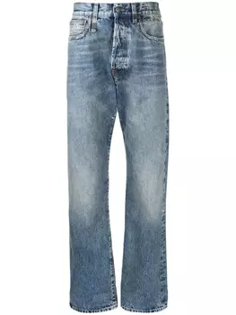 Прямые джинсы с эффектом потертости R13, синий