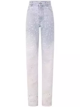 Прямые джинсы с эффектом потертости Rabanne, синий