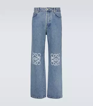 Прямые джинсы с анаграммой Loewe, синий