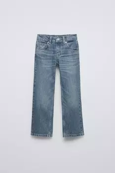 Прямые джинсы с блестками ZARA, синий