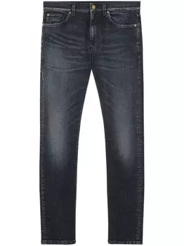 Прямые джинсы с декором Medusa Versace, черный