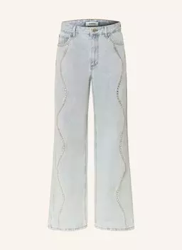 Прямые джинсы с драгоценными камнями Sandro, голубой
