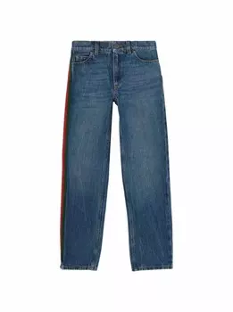 Прямые джинсы с лентой web Gucci, тёмно-синий