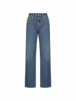 Прямые джинсы с логотипом Brunello Cucinelli, тёмно-синий