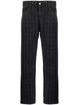 Прямые джинсы с логотипом Pleasures, черный