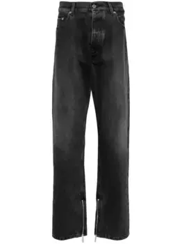 Прямые джинсы с молнией OFF-WHITE, черный