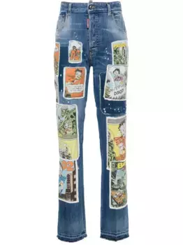 Прямые джинсы с нашивкой DSQUARED2, синий