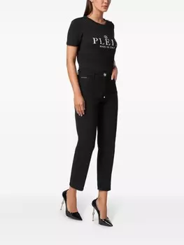 Прямые джинсы с нашивкой-логотипом Philipp Plein, черный