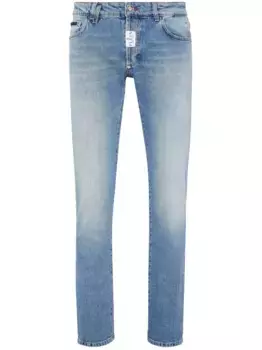 Прямые джинсы с нашивкой-логотипом Philipp Plein, синий