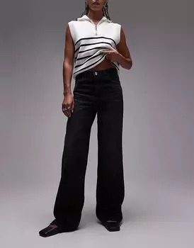 Прямые джинсы с необработанным краем черного цвета Mango